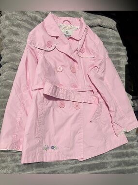 OshKosh B'gosh Light Pink Double-Breasted Kids Trench Raincoat